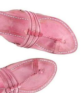 Beautiful Baby Pink Punching And Lace Design Men Kolhapuri Chappal