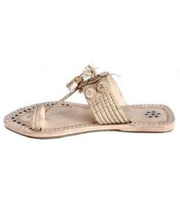 Magnificent Designer’S Natural Seven Braid Silver Rivets Kolhapuri Women Chappal