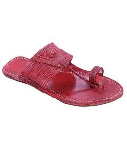 Awesome Cherry Red Fourteen Laces Designer’S Women Kolhapuri Chappal