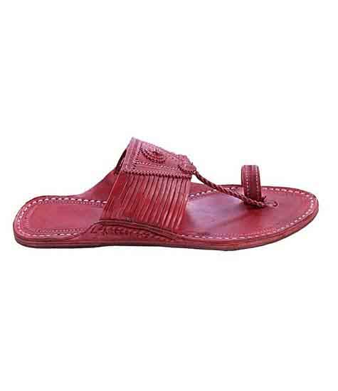 Awesome Cherry Red Fourteen Laces Designer’S Women Kolhapuri Chappal