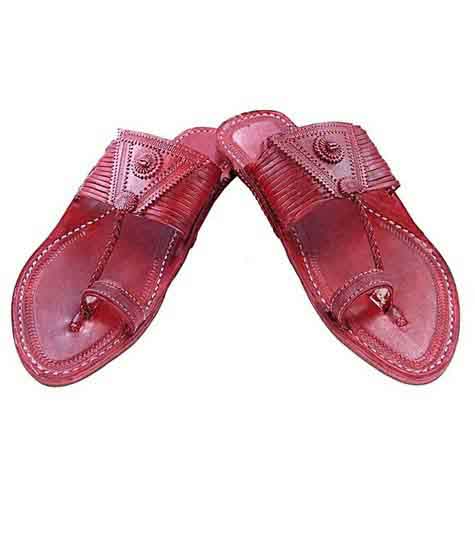 Awesome Cherry Red Fourteen Laces Designer’S Women Kolhapuri Chappal