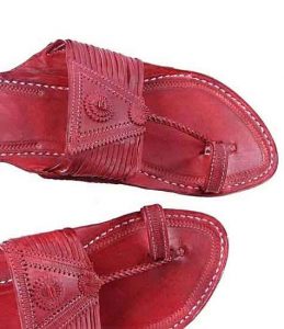 Awesome Cherry Red Fourteen Laces Designer’S Women Kolhapuri Chappal