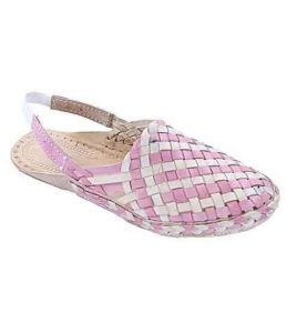 Delightful Designer’S Baby Pink And Natural Mat Style Women Kolhapuri Half Shoe