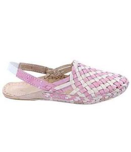 Delightful Designer’S Baby Pink And Natural Mat Style Women Kolhapuri Half Shoe