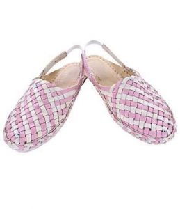 Delightful Designer’S Baby Pink And Natural Mat Style Women Kolhapuri Half Shoe