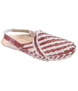 Lovely Designer’S Red Brown And Natural Mat Style Women Kolhapuri Half Shoe