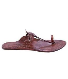 Outstanding Red Brown Four Cross Braided Ladies Kolhapuri Chappal