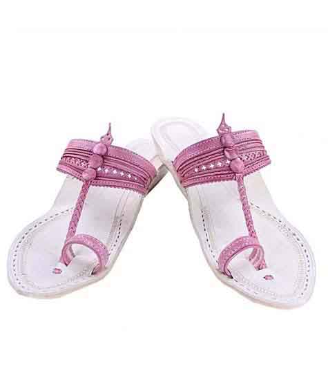 Outstanding Baby Pink Platform Heel Ladies Kolhapuri Chappal