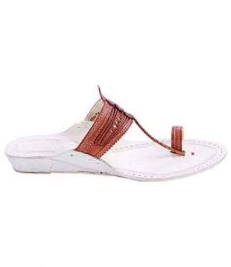 Remarkable Look Tan Color Platform Heel Ladies Kolhapuri Chappal