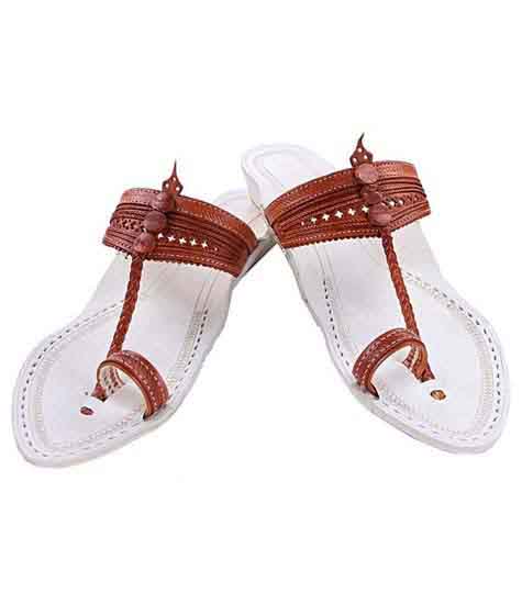 Remarkable Look Tan Color Platform Heel Ladies Kolhapuri Chappal