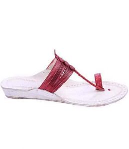 Awesome Look Cherry Red Color Platform Heel Ladies Kolhapuri Chappal