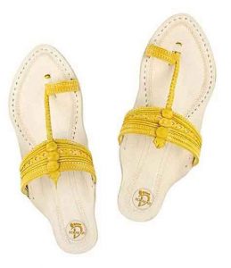 Striking Look Yellow Color Platform Heel Ladies Kolhapuri Chappal