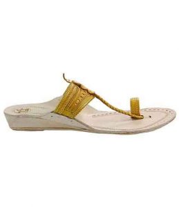 Striking Look Yellow Color Platform Heel Ladies Kolhapuri Chappal