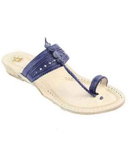 Salient Look Dark Blue Platform Heel Ladies Kolhapuri Chappal