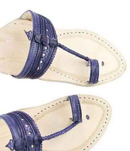 Salient Look Dark Blue Platform Heel Ladies Kolhapuri Chappal