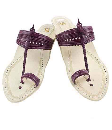 Beautiful Look Purple Platform Heel Ladies Kolhapuri Chappal