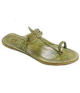 Remarkable Seaweed Four Cross Braided Flat Heel Ladies Kolhapuri Chappal