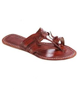 Antique Design Red Brown Ladies Kolhapuri Chappal