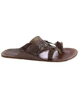 Old-Fashioned Dark Brown Punching And Embossing Kolhapuri Chappal For Women