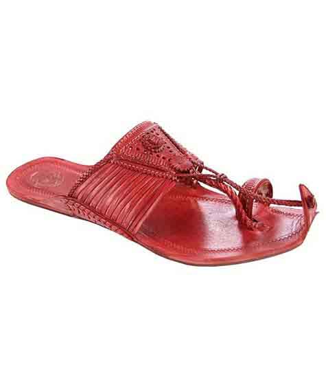 Royal Look Cherry Red Fourteen Laces Designer’S Kolhapuri Chappal