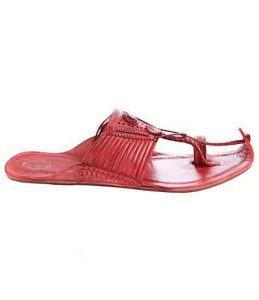 Royal Look Cherry Red Fourteen Laces Designer’S Kolhapuri Chappal