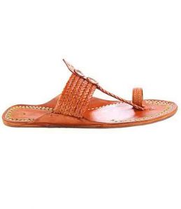 Outstanding Designer’S Six Braided Tan Color Golden Rivets Ladies Kolhapuri Chappal