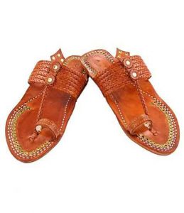 Outstanding Designer’S Six Braided Tan Color Golden Rivets Ladies Kolhapuri Chappal