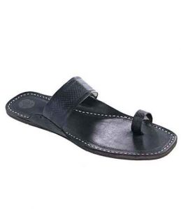 Overwhelming Black Embossed Straight Belt Kolhapuri Chappal For Women