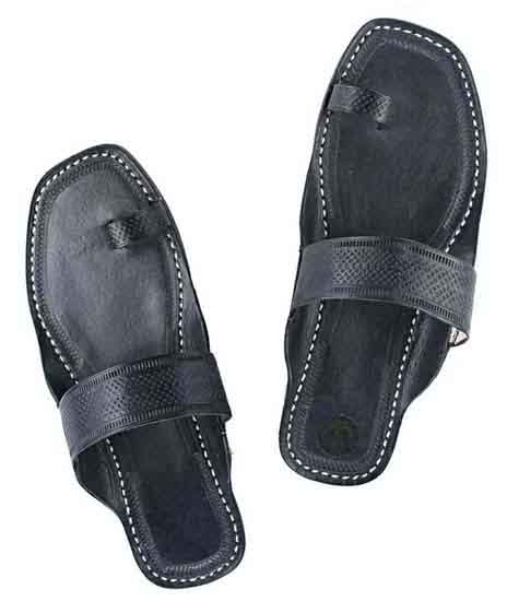 Overwhelming Black Embossed Straight Belt Kolhapuri Chappal For Women ...