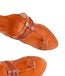 Beautiful Tan Color Fine Braids And Punching Platform Heel Ladies Kolhapuri Chappal