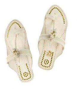 Superb Look Designer’S High Heel Natural Color Fine Braids Golden Rivets Ladies Kolhapuri Chappal