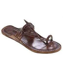 Amazing Brown Four Cross Braided Pointed Ladies Kolhapuri Chappal