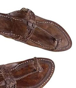 Amazing Brown Four Cross Braided Pointed Ladies Kolhapuri Chappal