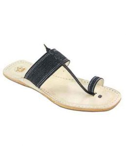 Awesome Denim Grey Black Ladies Kolhapur Chappal