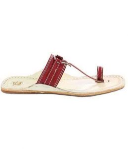 Overwhelming Denim Maroon Silver Ring Ladies Kolhapur Chappal