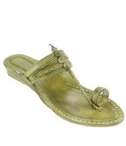 Attractive Seaweed Fine Braids And Punching Platform Heel Ladies Kolhapuri Chappal