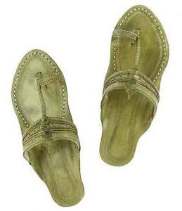 Attractive Seaweed Fine Braids And Punching Platform Heel Ladies Kolhapuri Chappal