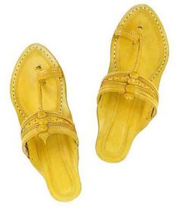 Lovely Yellow Fine Braids And Punching Platform Heel Ladies Kolhapuri Chappal