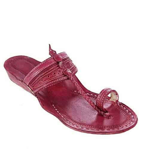 Pleasing Rubin Fine Braids And Punching Platform Heel Ladies Kolhapuri Chappal