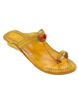 Awesome Yellow Designers Golden Rivets Ladies Chappal