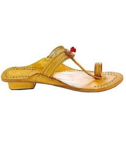 Awesome Yellow Designers Golden Rivets Ladies Chappal