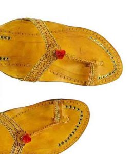 Awesome Yellow Designers Golden Rivets Ladies Chappal