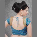 Blue Brocade 1 Meter Un Stitched Blouse Fabric