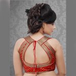 Red Brocade 1 Meter Un Stitched Blouse Fabric