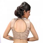 Beige Tissue Silk Stitched Readymade Blouse