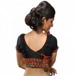 Black Dupion Silk Stitched Readymade Blouse