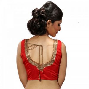 Red Dupion Silk Stitched Readymade Blouse