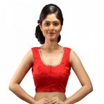 Red Dupion Silk Stitched Readymade Blouse