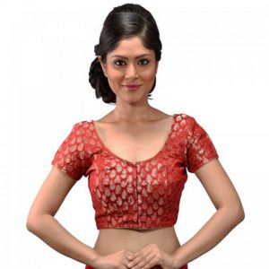 Maroon Chanderi Silk Stitched Readymade Blouse