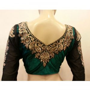 Green Velvet Stitched Readymade Blouse